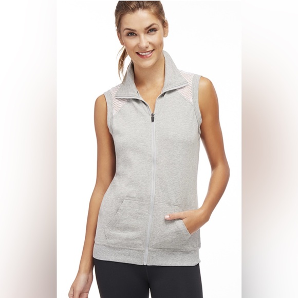 Fabletics - Temecula Zip Up Vest  Mesh Inserts - Gray & White - Size Medium - Picture 2 of 16
